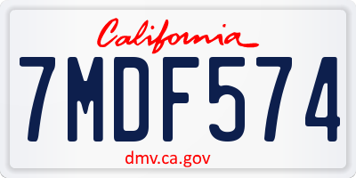 CA license plate 7MDF574