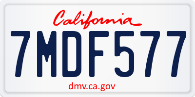 CA license plate 7MDF577