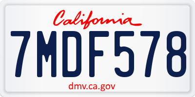 CA license plate 7MDF578