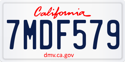 CA license plate 7MDF579