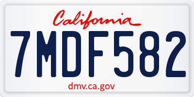 CA license plate 7MDF582