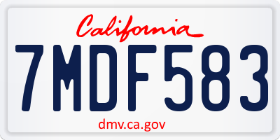 CA license plate 7MDF583