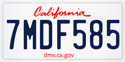 CA license plate 7MDF585