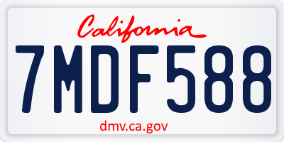 CA license plate 7MDF588