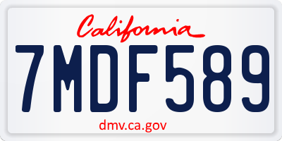 CA license plate 7MDF589
