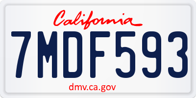 CA license plate 7MDF593