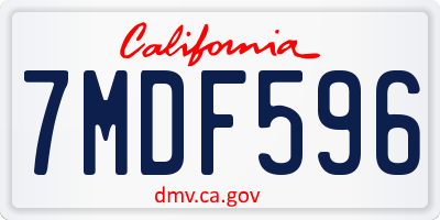 CA license plate 7MDF596