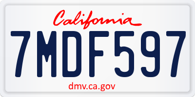 CA license plate 7MDF597
