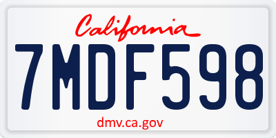 CA license plate 7MDF598
