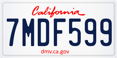 CA license plate 7MDF599