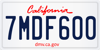 CA license plate 7MDF600