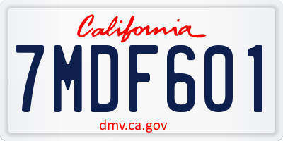 CA license plate 7MDF601