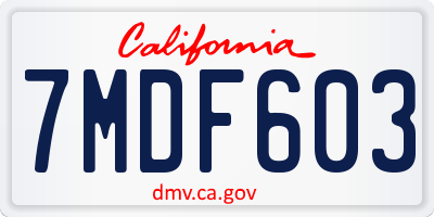 CA license plate 7MDF603