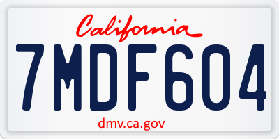 CA license plate 7MDF604