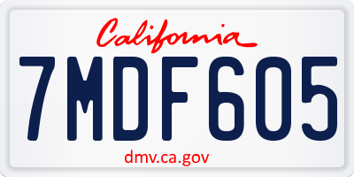 CA license plate 7MDF605