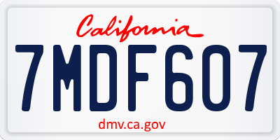 CA license plate 7MDF607