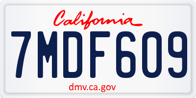CA license plate 7MDF609