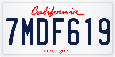CA license plate 7MDF619