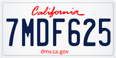 CA license plate 7MDF625