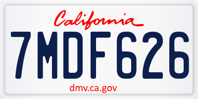 CA license plate 7MDF626