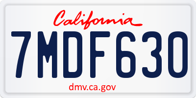 CA license plate 7MDF630