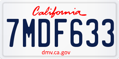 CA license plate 7MDF633