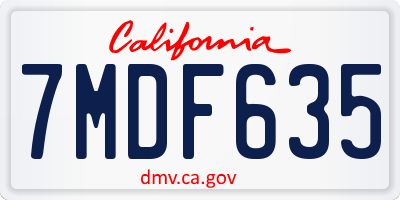 CA license plate 7MDF635
