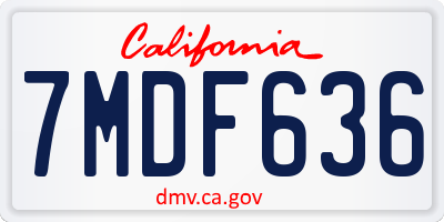 CA license plate 7MDF636