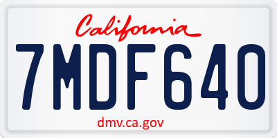 CA license plate 7MDF640