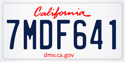 CA license plate 7MDF641