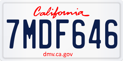 CA license plate 7MDF646