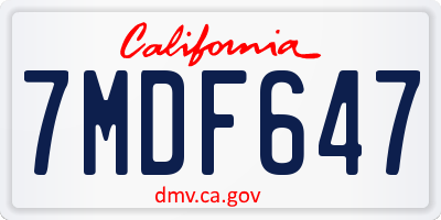 CA license plate 7MDF647