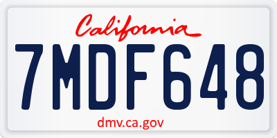 CA license plate 7MDF648