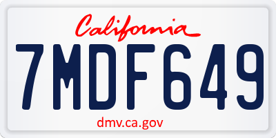 CA license plate 7MDF649