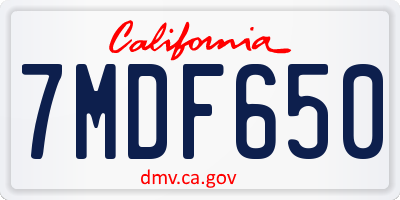 CA license plate 7MDF650
