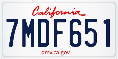 CA license plate 7MDF651