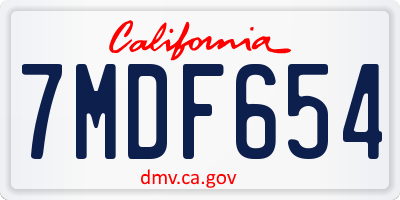 CA license plate 7MDF654