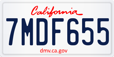 CA license plate 7MDF655