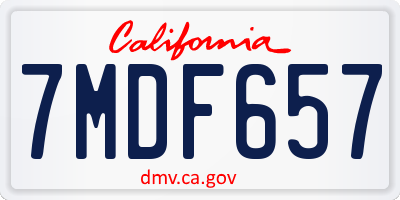 CA license plate 7MDF657
