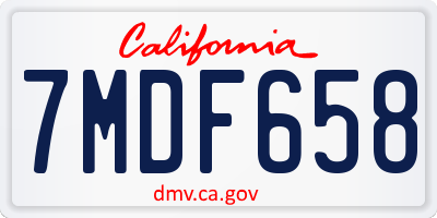 CA license plate 7MDF658