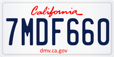 CA license plate 7MDF660