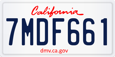 CA license plate 7MDF661