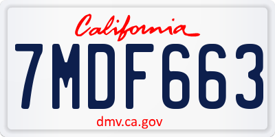 CA license plate 7MDF663