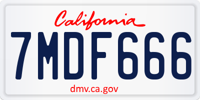 CA license plate 7MDF666
