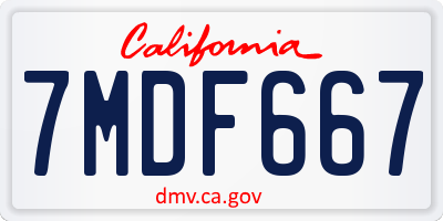 CA license plate 7MDF667