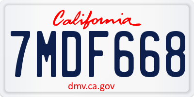 CA license plate 7MDF668