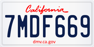 CA license plate 7MDF669