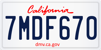 CA license plate 7MDF670