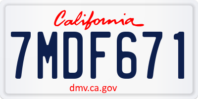 CA license plate 7MDF671