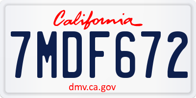 CA license plate 7MDF672